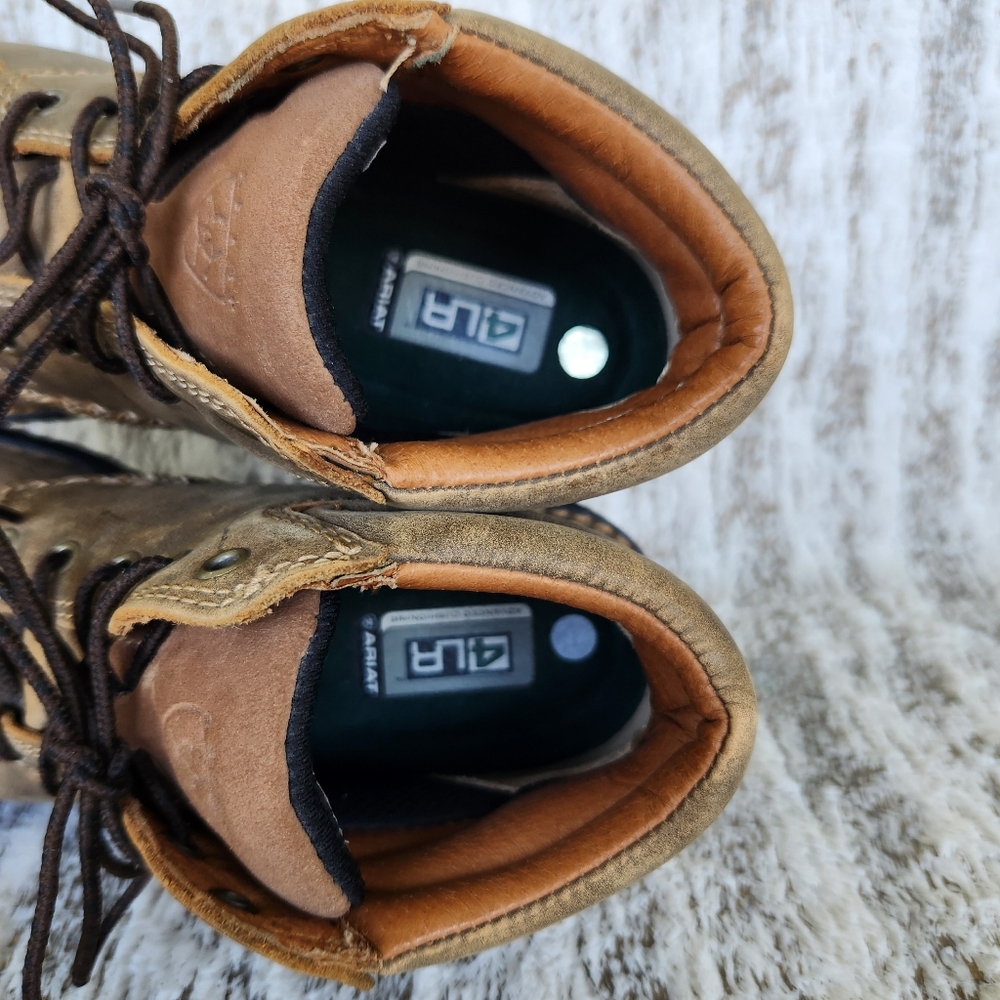 Ariat Brown Leather Lace-Up Boots - Picture 9 of 12
